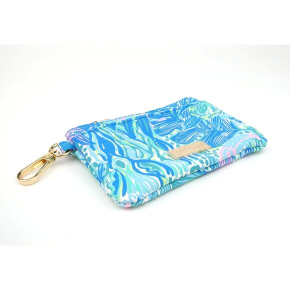 Lilly Pulitzer Blue & Pink Zippered Pouch With Bamboo Clip - Picture 5 of 12